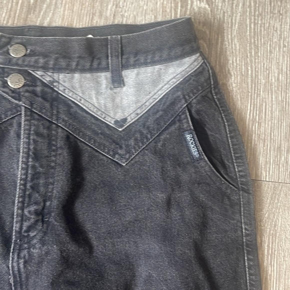 Vintage “Rockies” black denim jeans riding 90s size 13 / 14 - Picture 1 of 13